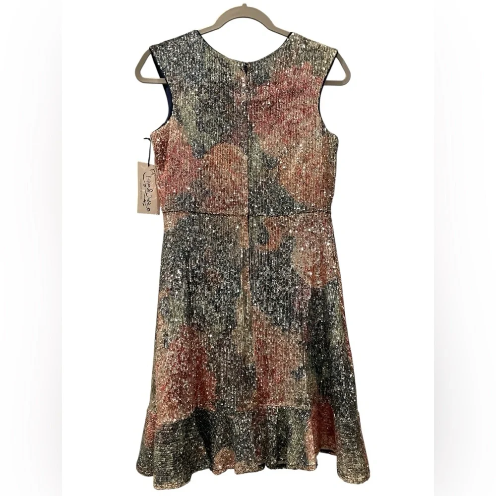 Pippa & Julie Kid’s Cosmic Floral Sequin Dress Size 16 Youth